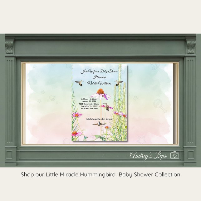 Convites Hummingbird & Wildflower Baby Shower (Criador carregado)