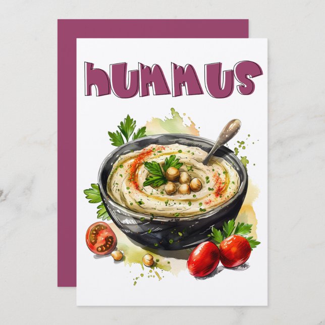 Convites Hummus mediterrânico ح Comida Vegan saudável م ص (Frente/Verso)