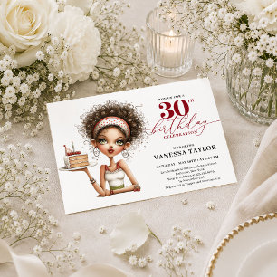 Convites Humor Caprichoso Mulher 30º Aniversário Vermelho I