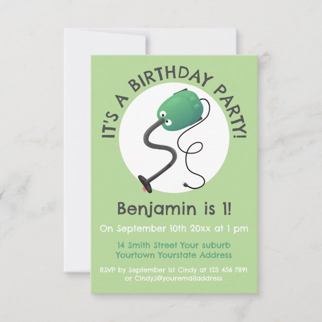 Convites Humor de desenho animado de aspirador (Frente)