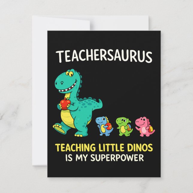 Convites Humor de professor Teachersaurus com pequenos dino (Frente)