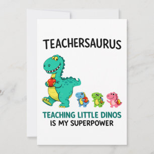 Convites Humor de professor Teachersaurus com pequenos dino