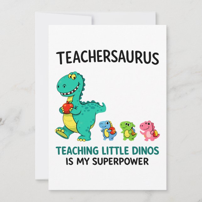 Convites Humor de professor Teachersaurus com pequenos dino (Frente)