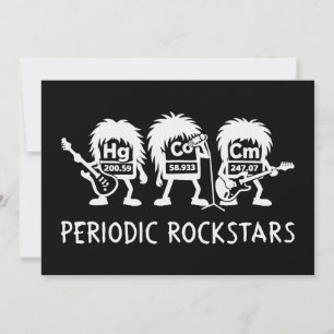 Convites Humor de Química de Astros do Rock Periódicos