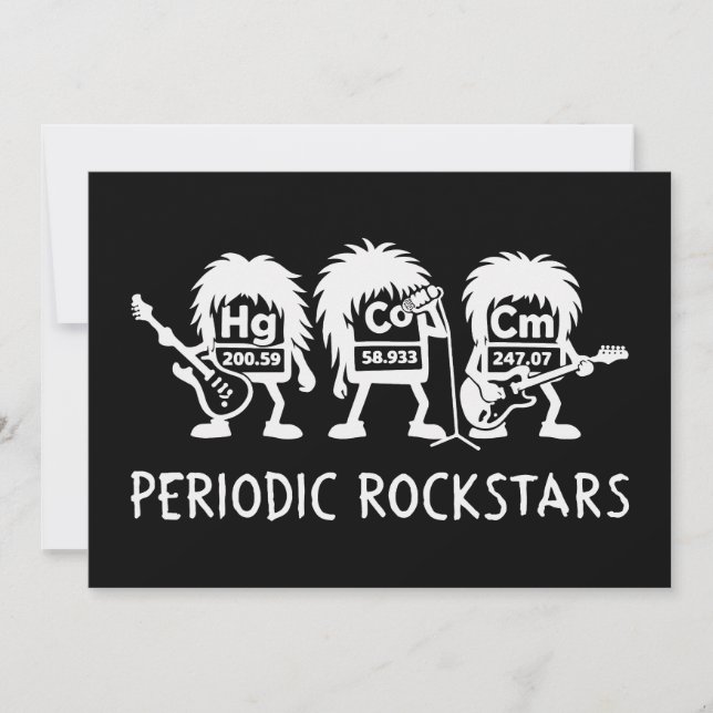 Convites Humor de Química de Astros do Rock Periódicos (Frente)