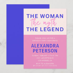 Convites Humor Woman Myth Pink Purple 98º aniversário