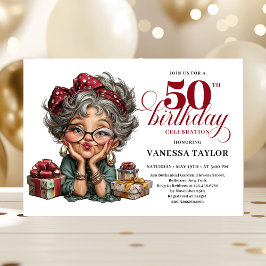 Convites Humorous lady turning fifty quirky party invite