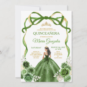 Convites Hunter Green Arco Princesa Dourada Quinceañera