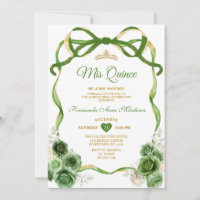 Hunter Green Floral Arco Fita Dourada Mis Quince