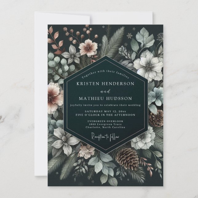 Convites Hunter Wintry Pine Wedding (Frente)