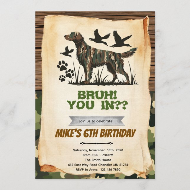 Convites Hunting Dog Birthday Invitation (Frente)