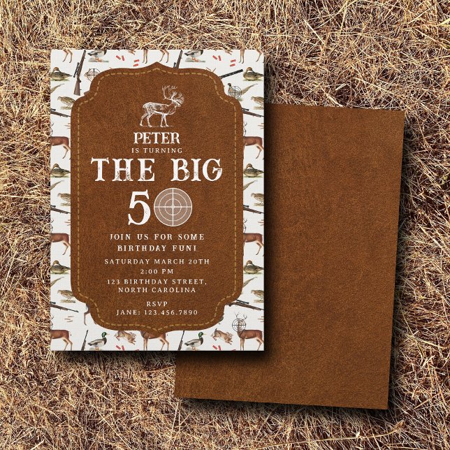 Convites Hunting Wildlife Outdoorsman Adult Birthday Party (Hunting Wildlife Outdoorsman Adult Birthday Party Invitation)