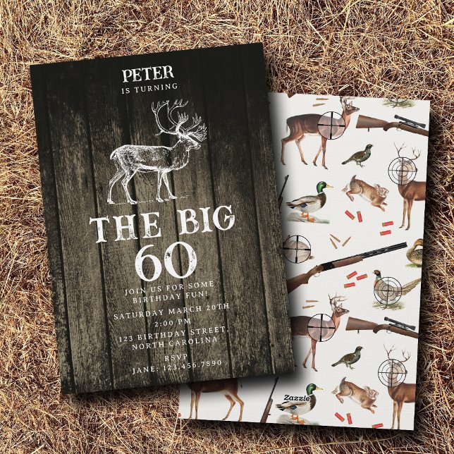 Convites Hunting Wildlife Outdoorsman Adult Birthday Party (Hunting Wildlife Outdoorsman Adult Birthday Party Invitation)