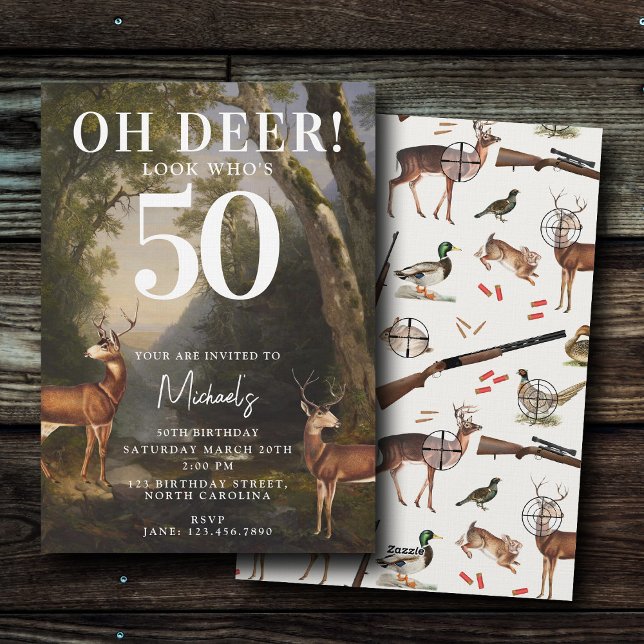Convites Hunting Wildlife Outdoorsman Adult Birthday Party (Hunting Wildlife Outdoorsman Adult Birthday Party Invitation)