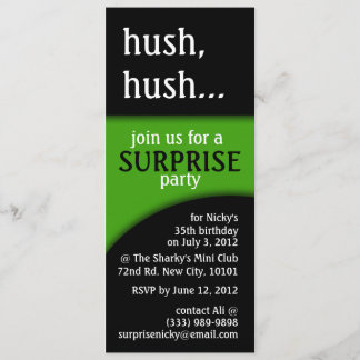 Convites hush, surpresa do aniversário do hush