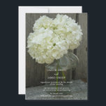 Convites Hydrange & Barnwood de Casamento de Streaming Virt<br><div class="desc">Um tema de casamento virtual com uma foto na frente de um pote de hydrangeas sobre um pano de fundo de madeira.</div>