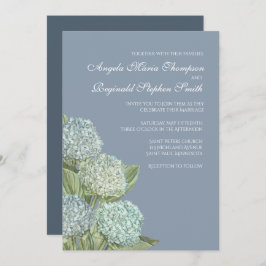 Convites Hydrangea Azul Dusty Casamento de Trás