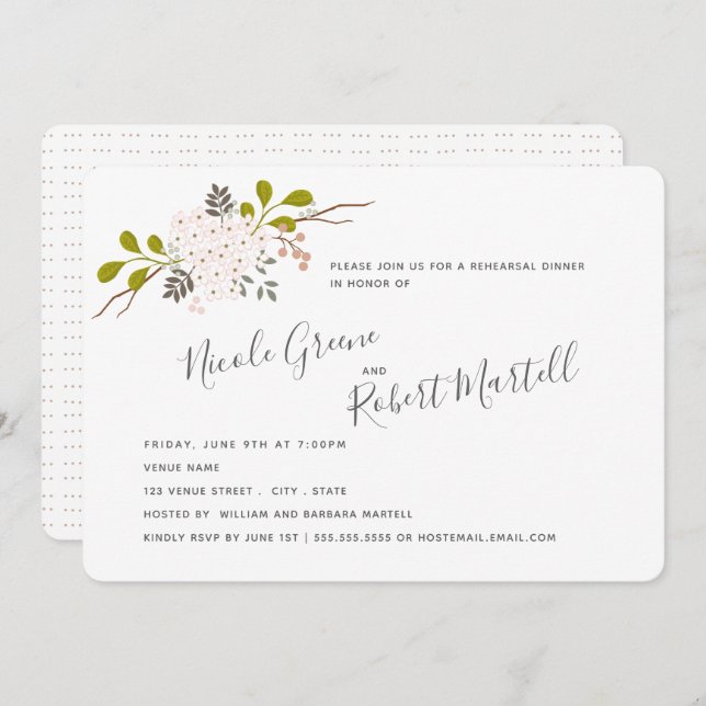 Convites Hydrangea Blooms Janto de ensaio botânico (Frente/Verso)