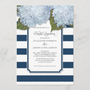 Convites Hydrangea Blue Bridal Luncheon Marinho Strike Mode