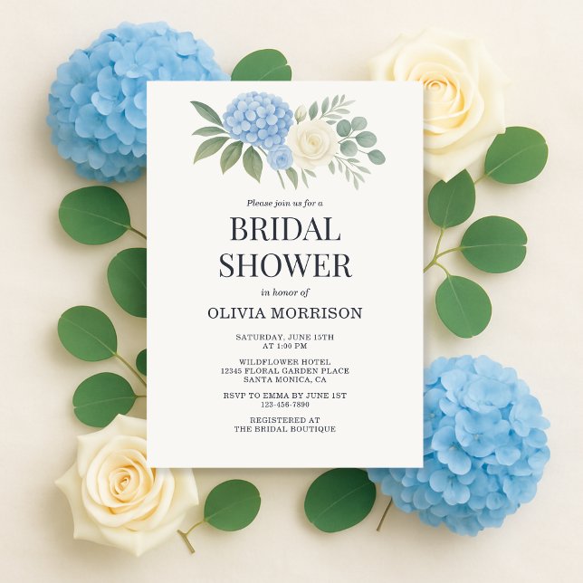 Convites Hydrangea Botanical Eucalyptus Bridal Shower (Criador carregado)