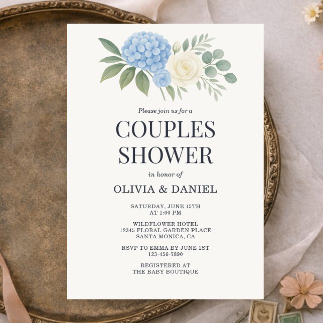 Convites Hydrangea Botanical Eucalyptus Couples Shower (Criador carregado)