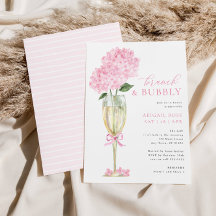 Hydrangea Brunch e Vidro de Champagne cor-de-rosa