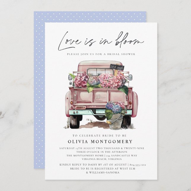 Convites Hydrangea Chá de panela (Frente/Verso)