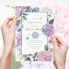 Convites Hydrangea Chá de panela Floral pintado à mão