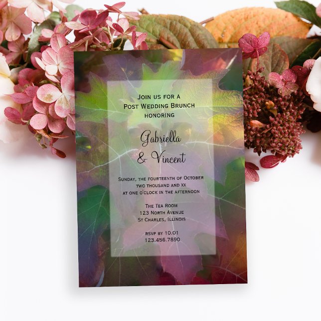 Convites Hydrangea de Folha de Carvalho de Outono Brunch Pó (Fall in Love with this woodsy natural Autumn Wedding Brunch Invitation.)