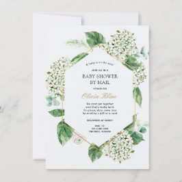 Convites Hydrangea Dourado Frame Chá de fraldas por Email