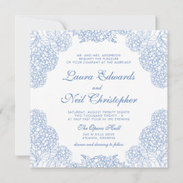 Convites Hydrangea Dusty Blue Floral Modern Casamento