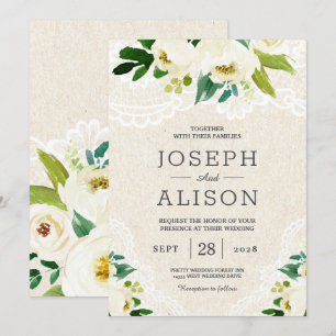 Convites Hydrangea Elegant Cloral Lace Floral