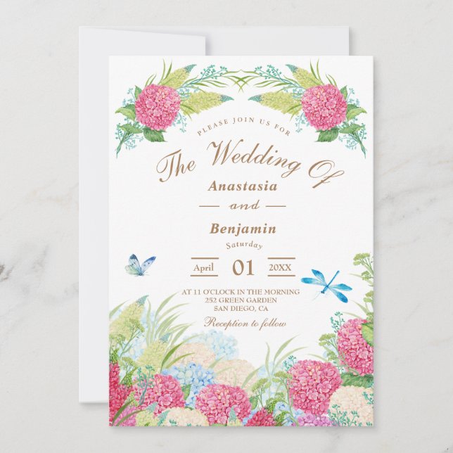 Convites Hydrangea Elegant Floral Invitation (Frente)