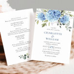 Convites Hydrangea Floral, Azul Elegante, Todos Em Um<br><div class="desc">Para mais personalização,  clique no link "personalizar mais" e use nossa ferramenta design para modificar esse modelo. Se precisar de ajuda ou itens correspondentes,  entre em contato comigo.</div>