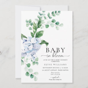 Convites Hydrangea Floral Bebê Azul No Chá