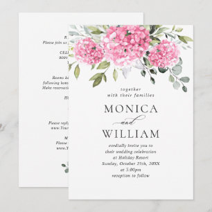 Convites Hydrangea Floral Rosa Elegante Casamento Tudo Em U