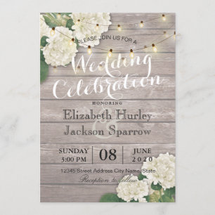 Convites Hydrangea Flower String Luz Madeira Rústica