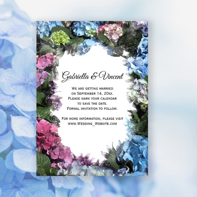 Convites Hydrangea Flowers Frame Weding Date (Criador carregado)