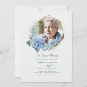 Convites Hydrangea Frame Foto Celebração da Vida