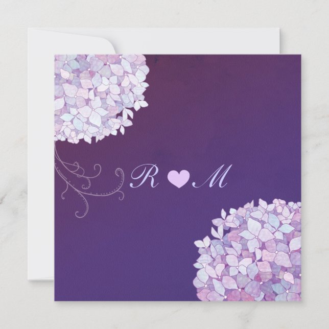 Convites Hydrangea + Heart Plum Floral Weding (Frente)