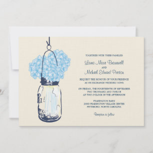 Convites Hydrangea & Mason Jar Wedments Invtions