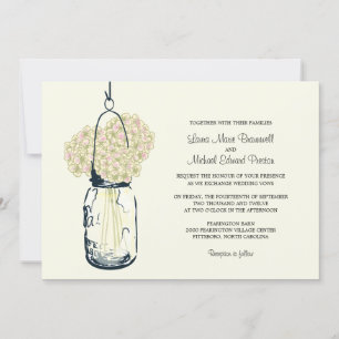 Convites Hydrangea & Mason Jar Wedments Invtions