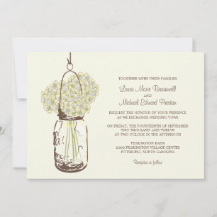 Convites Hydrangea & Mason Jar Wedments Invtions