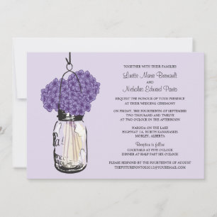 Convites Hydrangea & Mason Jar Wedments Invtions