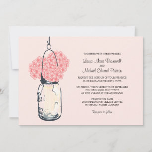 Convites Hydrangea & Mason Jar Wedments Invtions