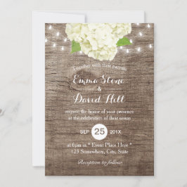 Convites Hydrangea Rustic & String Lights Barn Wood Casamen