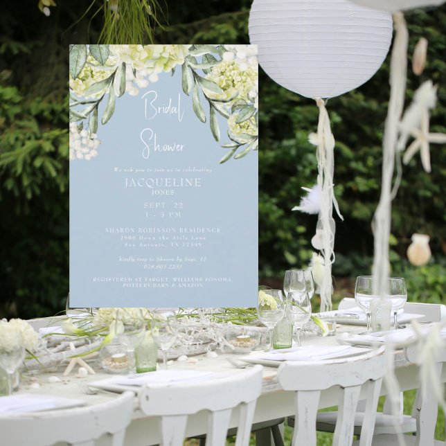 Convites Hydrangea Sky Blue Chá de panela (Criador carregado)