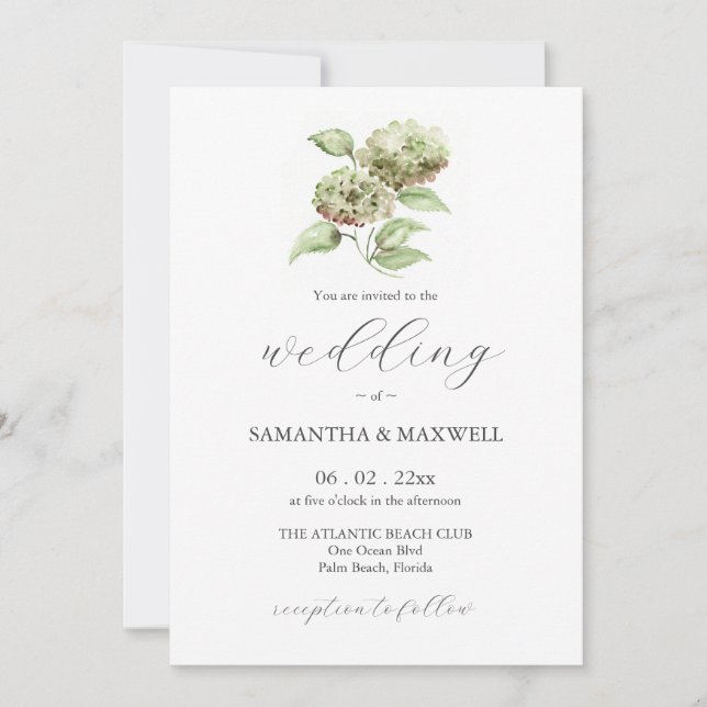 Convites Hydrangea Wedding Invitation Invitations (Frente)