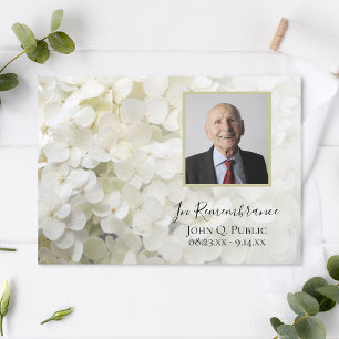 Convites Hydrangea White Flowers Aniversário da Morte