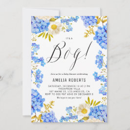 Convites Hydrangeas Azuis e Brancas É um Chá de fraldas